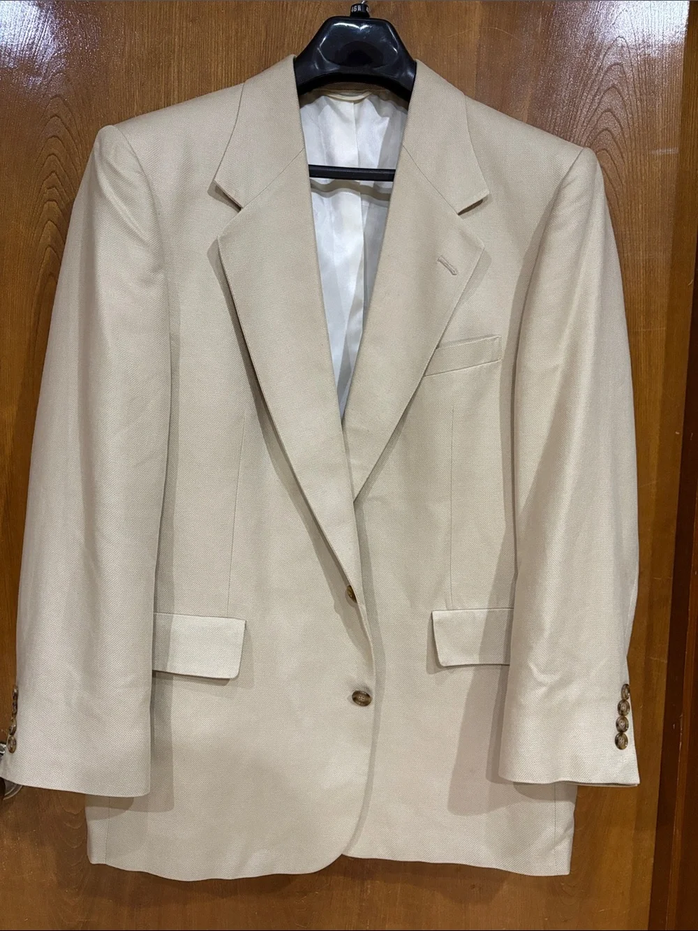 100% SILK Mark Shale Men's Cream Single-Breasted Blazer